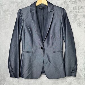 Antonio Melani Blazer Womens 2 Shimmer Gray Single Button Lined Pockets Career